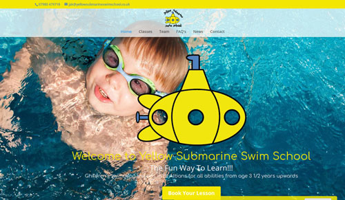 Website design for St Albans based Yellow Submarine Swim School