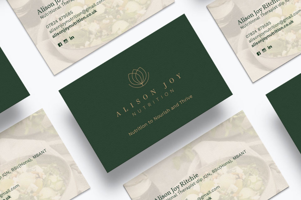 Alison Joy Nutrition business card mockup
