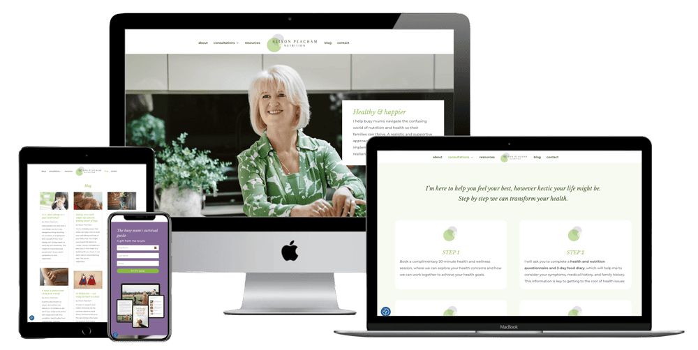 Alison Peacham Nutrition website mockup