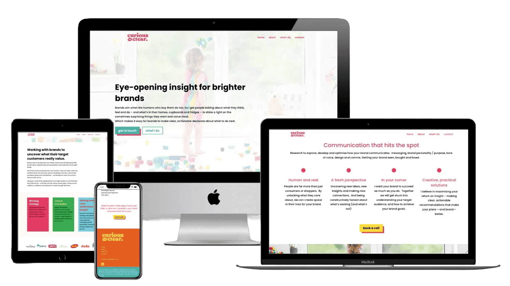 Curious to Clear website mockups