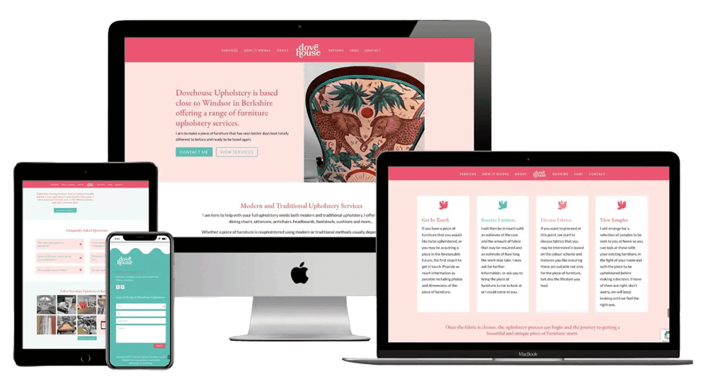 Dovehouse Upholstery website mockups