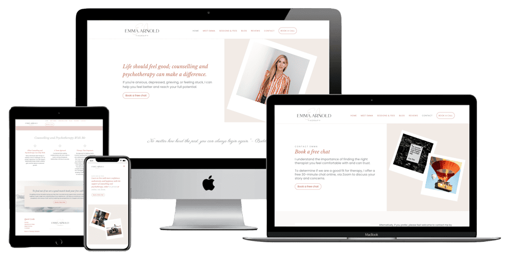 Emma Arnold Counselling website mockups