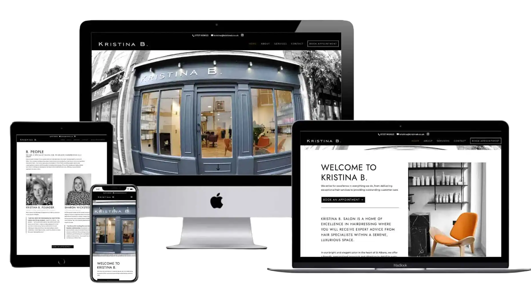 KristinaB hairs salon website mockup